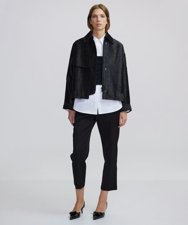 Ipekyol Textured Shirt Collar Coat Black