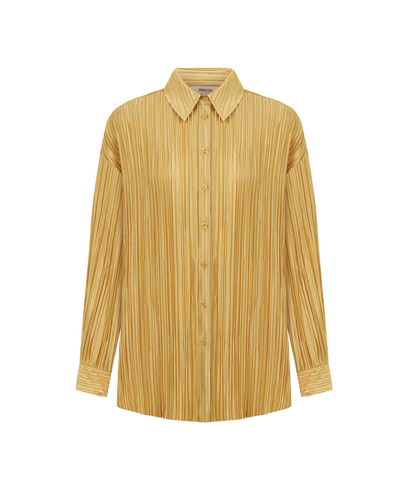 Ipekyol Long Sleeve Pleated Shirt Gold