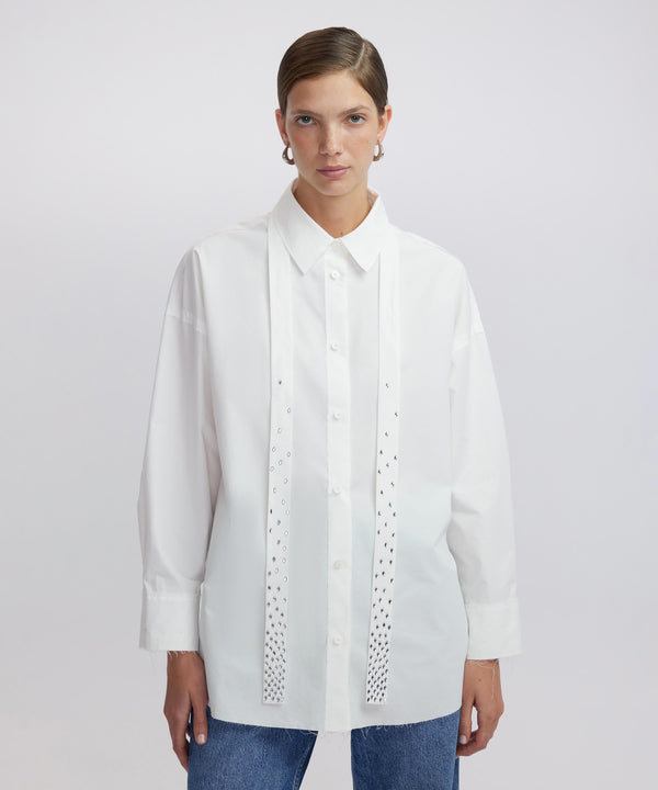 Ipekyol Hotfix Printed Poplin Shirt White