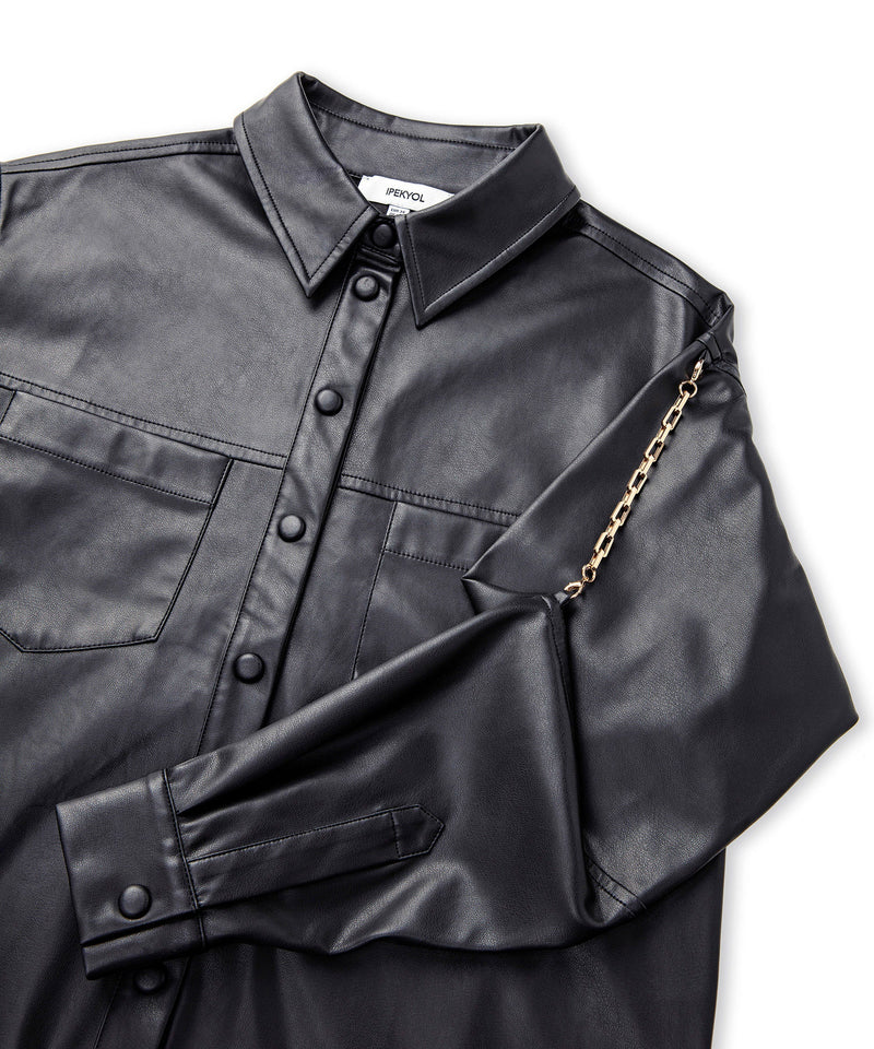 Ipekyol Leather Look Shirt Black