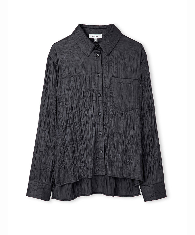 Ipekyol Leather Look Textured Shirt Black