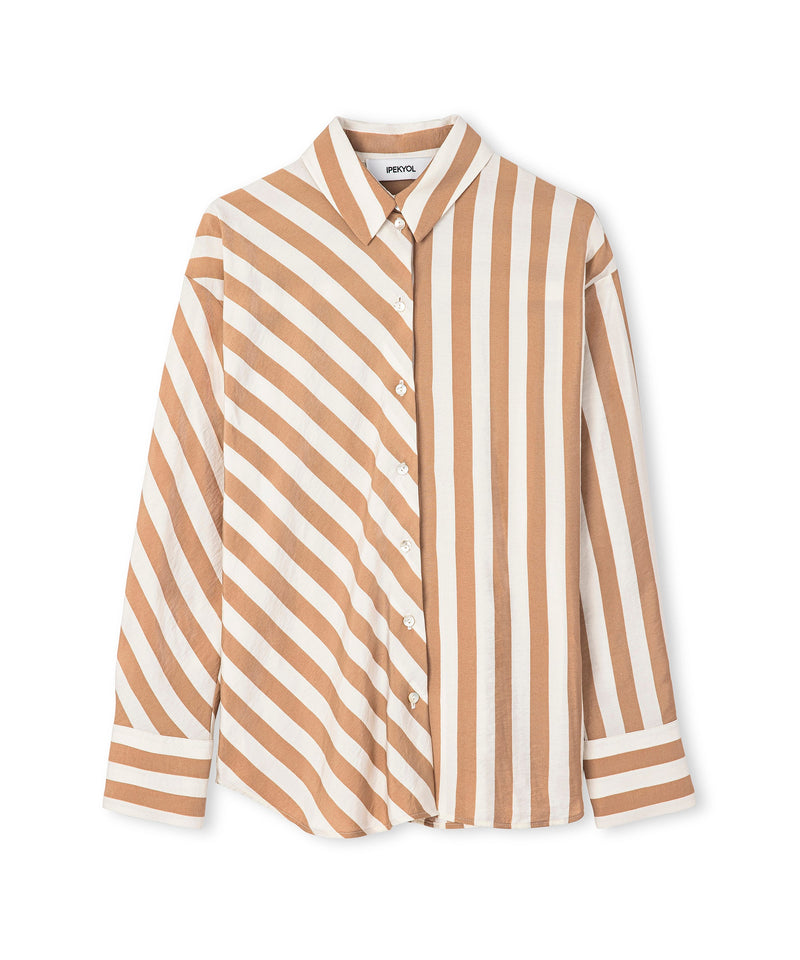 Ipekyol Striped Pattern Mix Shirt Brown