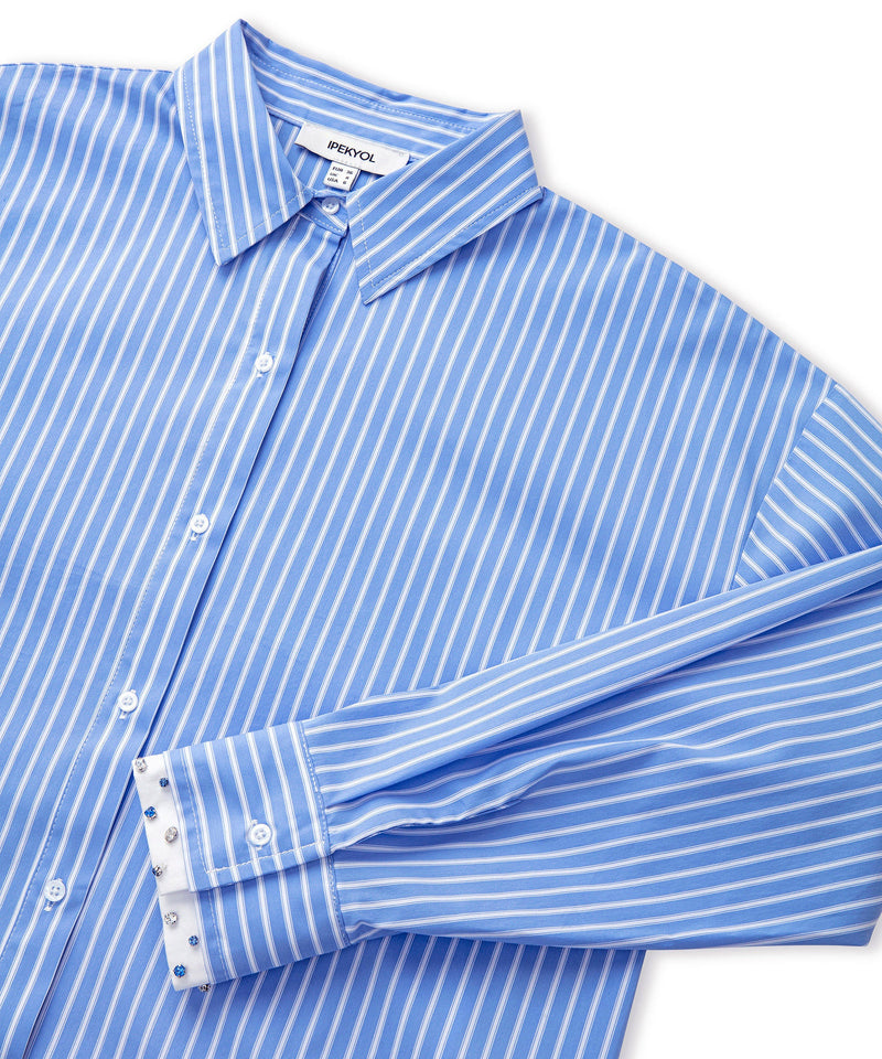 Ipekyol Embroidered Striped Shirt Light Blue