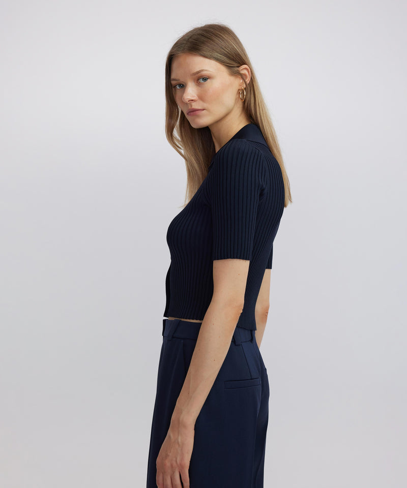 Ipekyol Metal Buttoned Ribbed Knitwear Navy