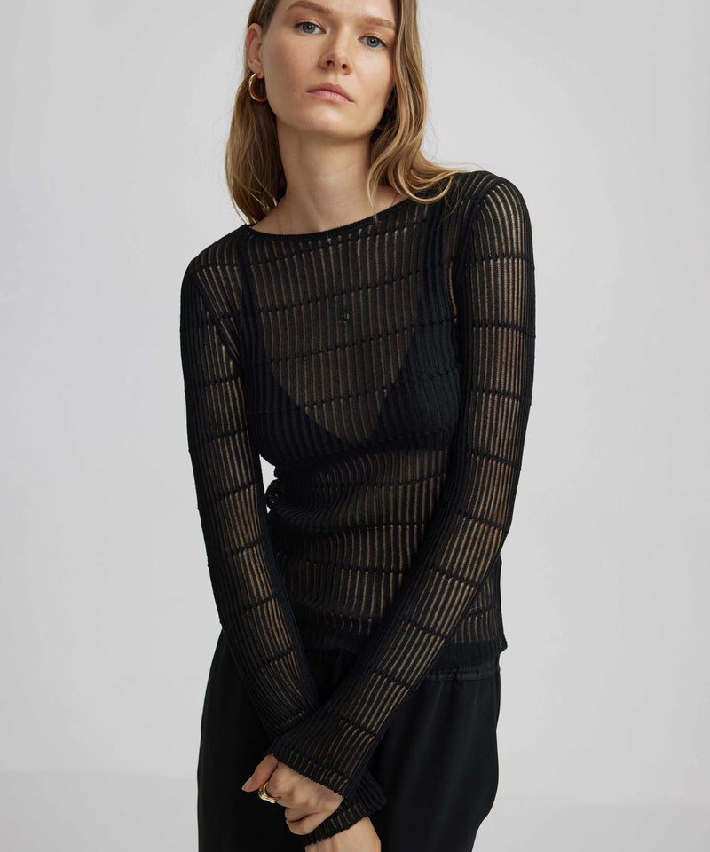 Ipekyol Textured Transparent Knitwear Black