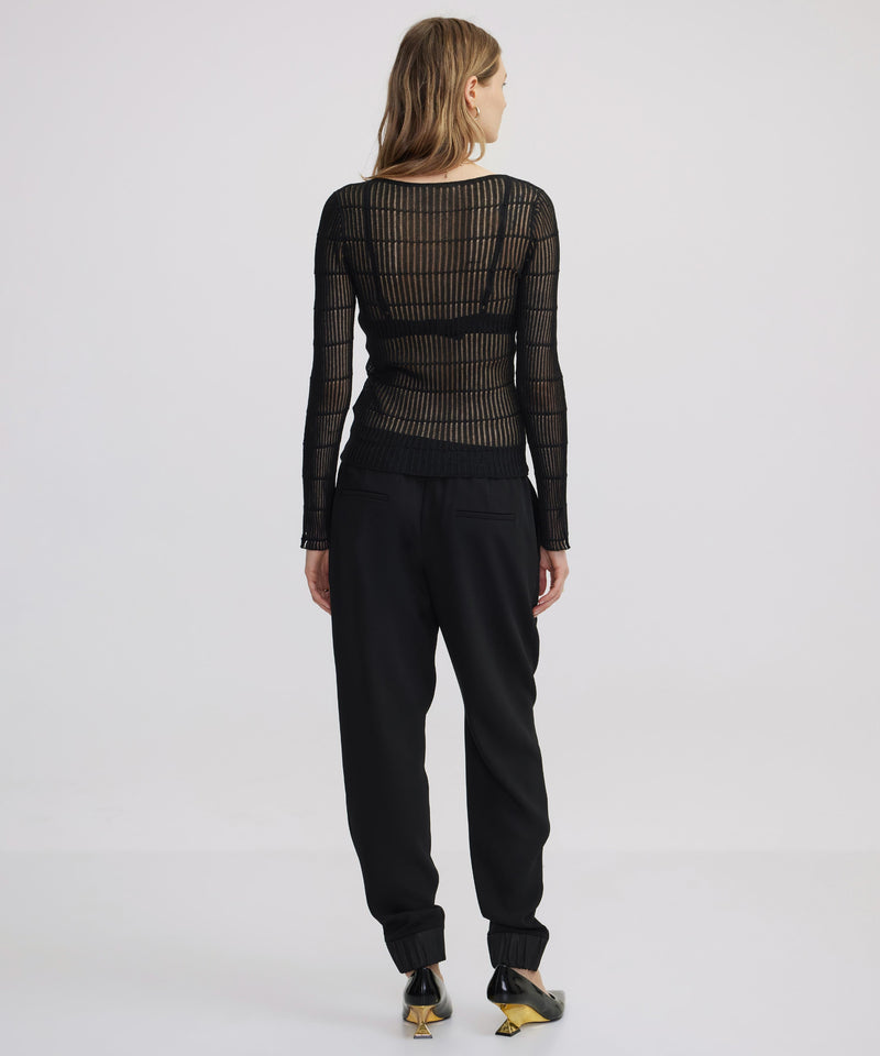 Ipekyol Textured Transparent Knitwear Black