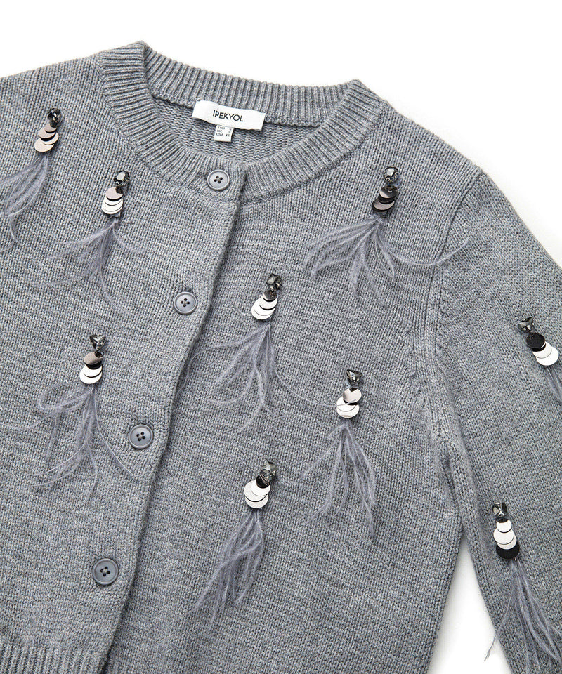 Ipekyol Cardigan With Sequin And Ostrich Embroidery Anthracite