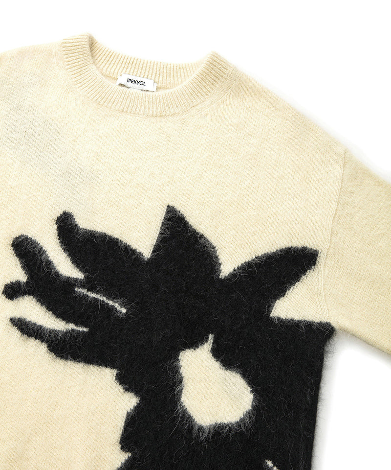 Ipekyol Contrast Jacquard Plush Knit Ecru