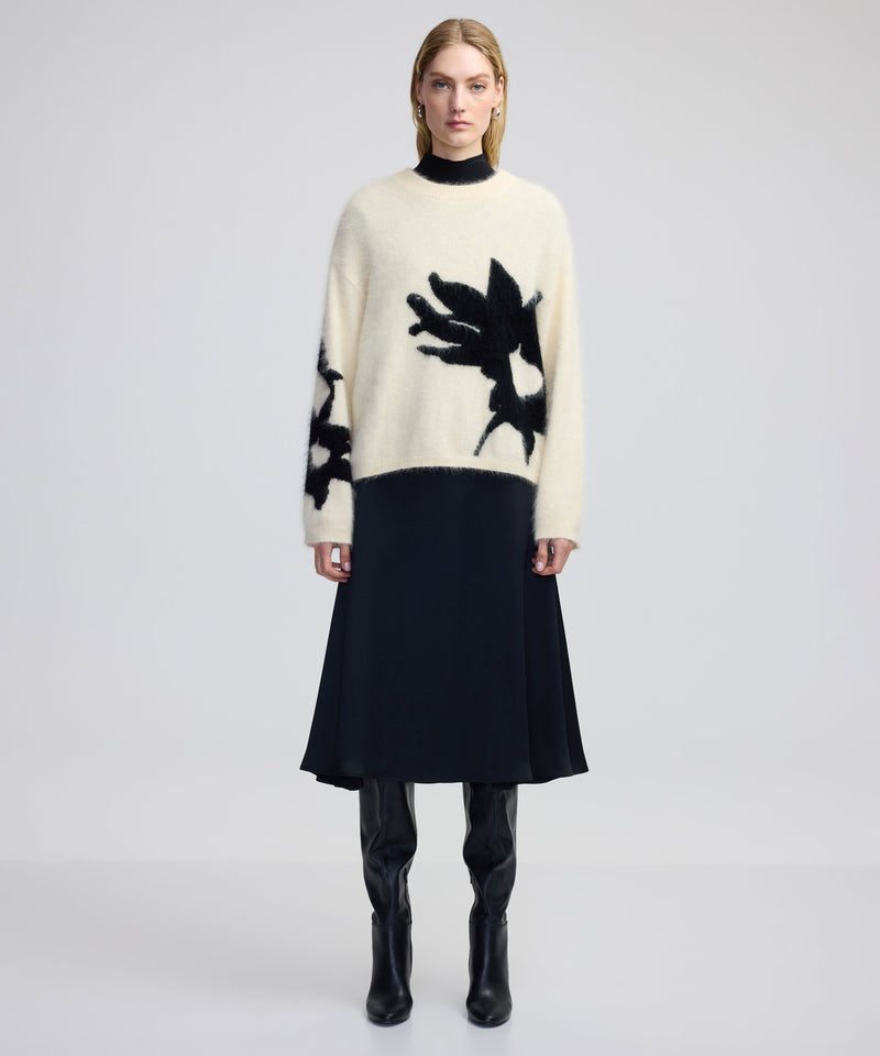 Ipekyol Contrast Jacquard Plush Knit Ecru