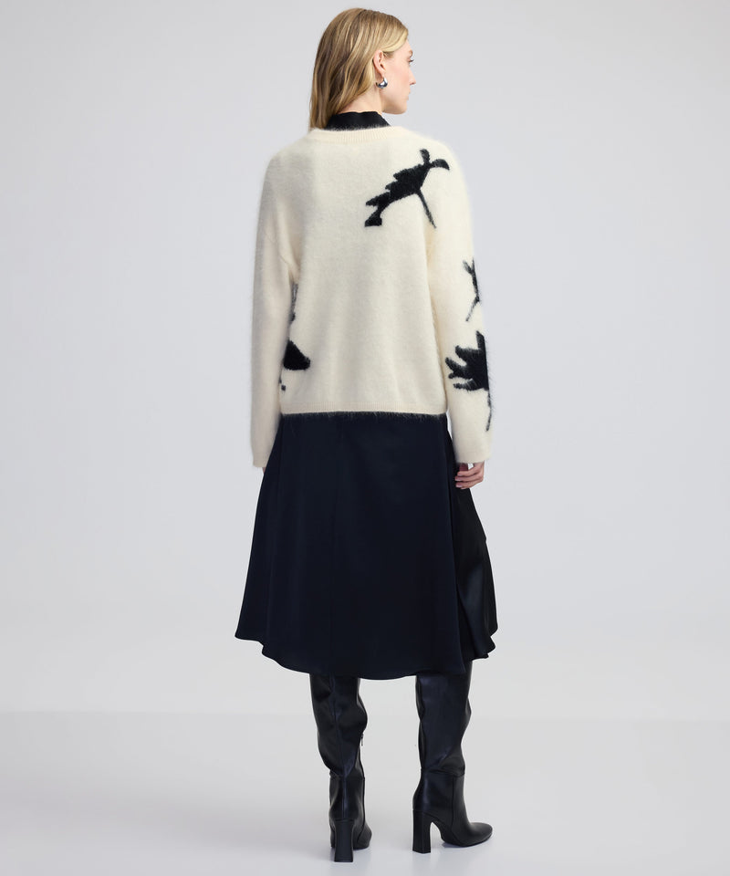 Ipekyol Contrast Jacquard Plush Knit Ecru