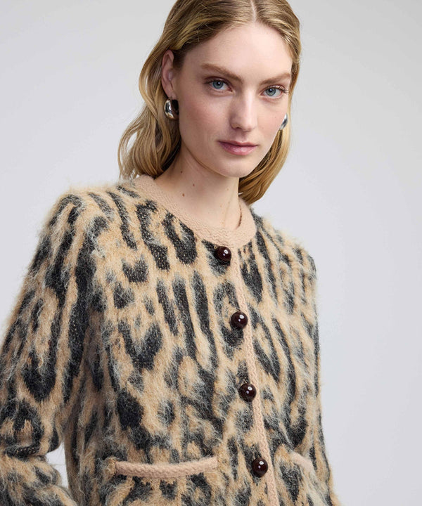 Ipekyol Leopard Jacquard Cardigan Brown