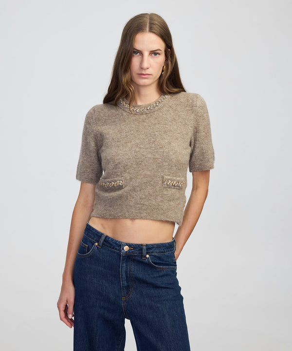 Ipekyol Mixed Stone-Embellished Knit Mink