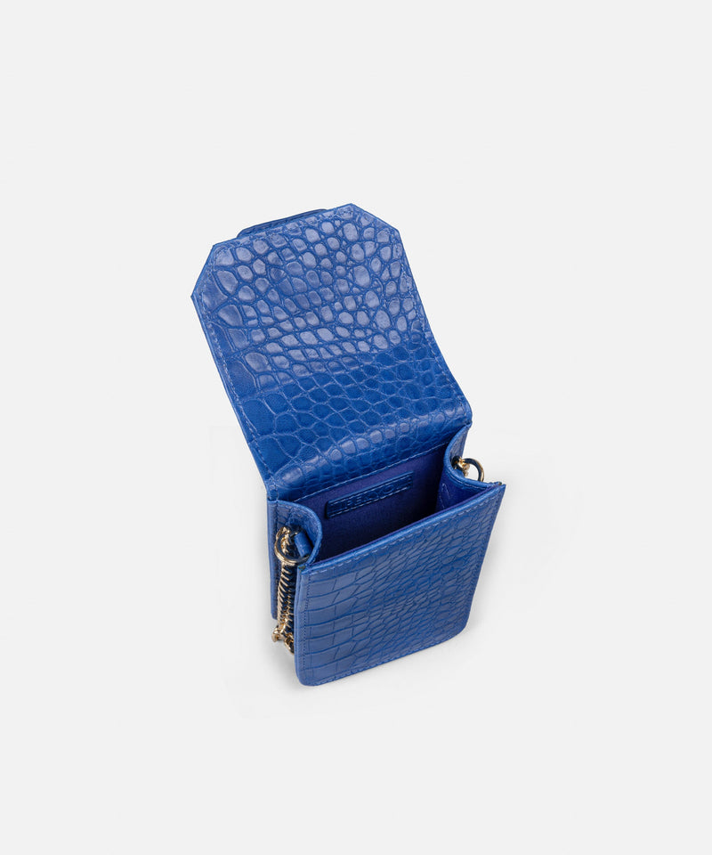 Ipekyol Crocodile Skin Pattern Mini Bag Blue