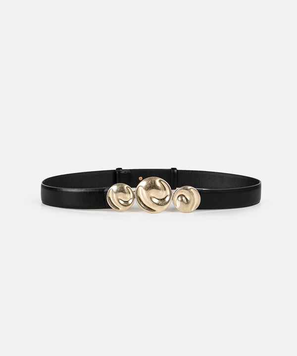 Ipekyol Textured Metal Buckle Belt Black