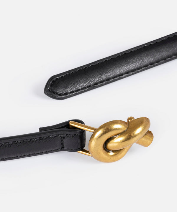 Ipekyol Leather Look Belt With Knot Detail Black