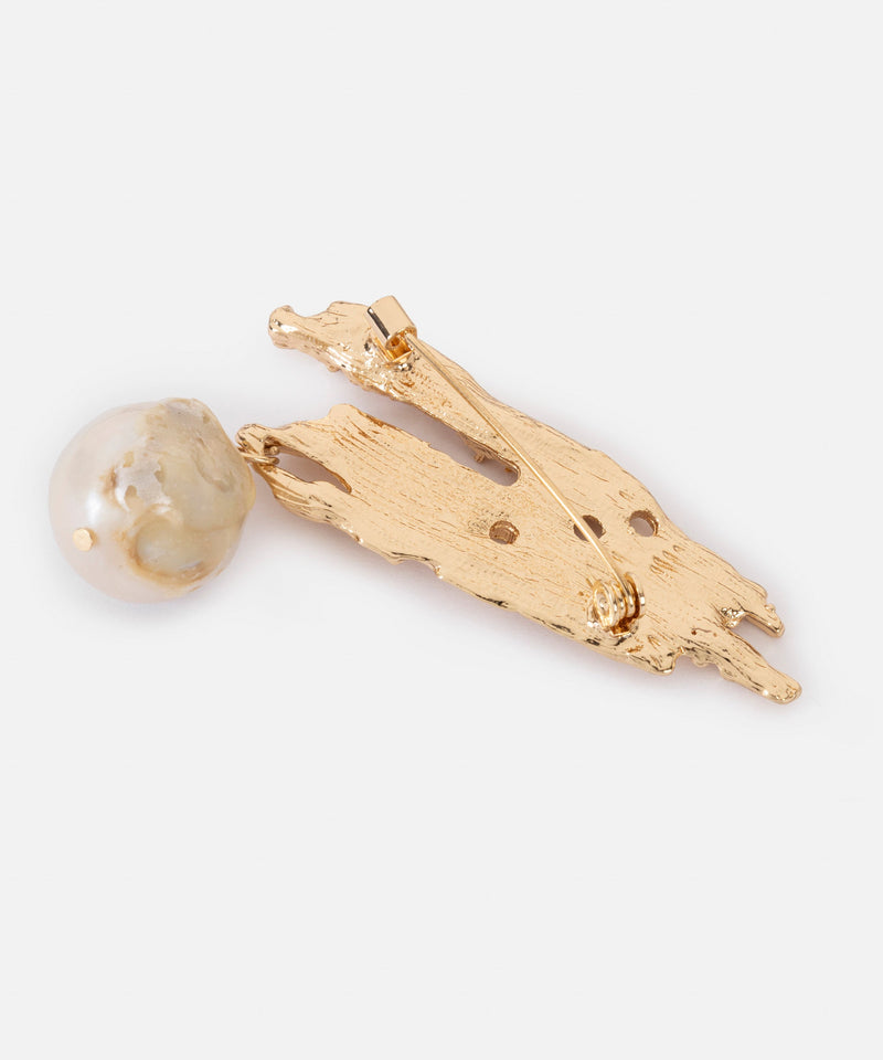 Ipekyol Faux Pearl Brooch Gold