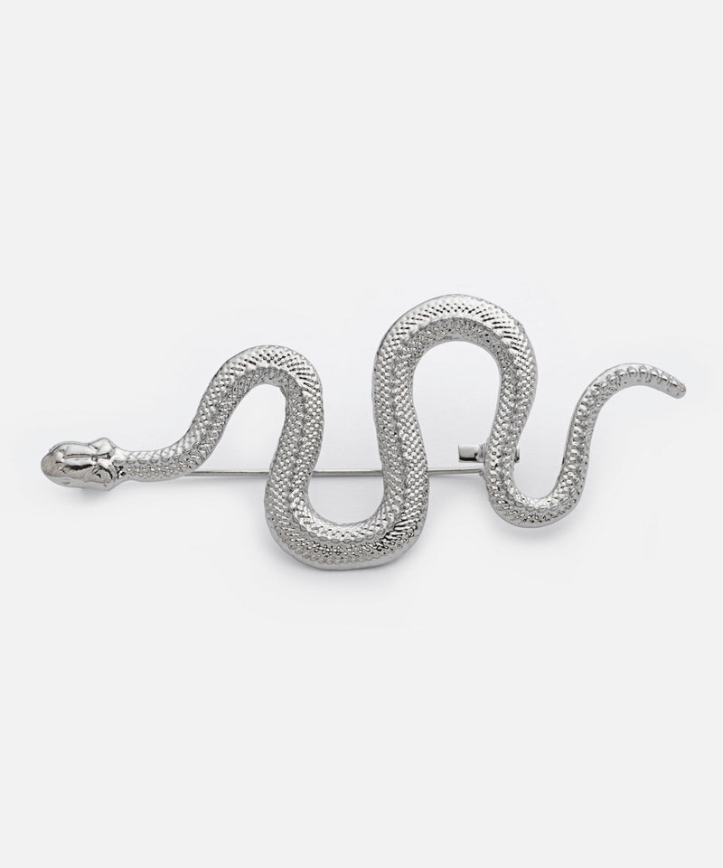 Ipekyol Snake Figured Metal Brooch Silver