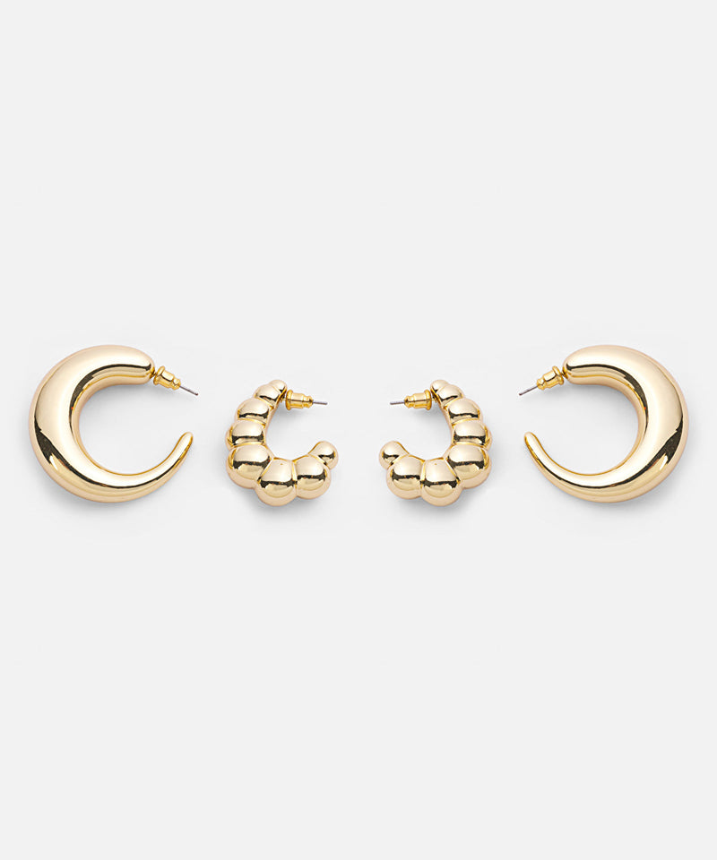 Ipekyol Metal Earring Set Gold