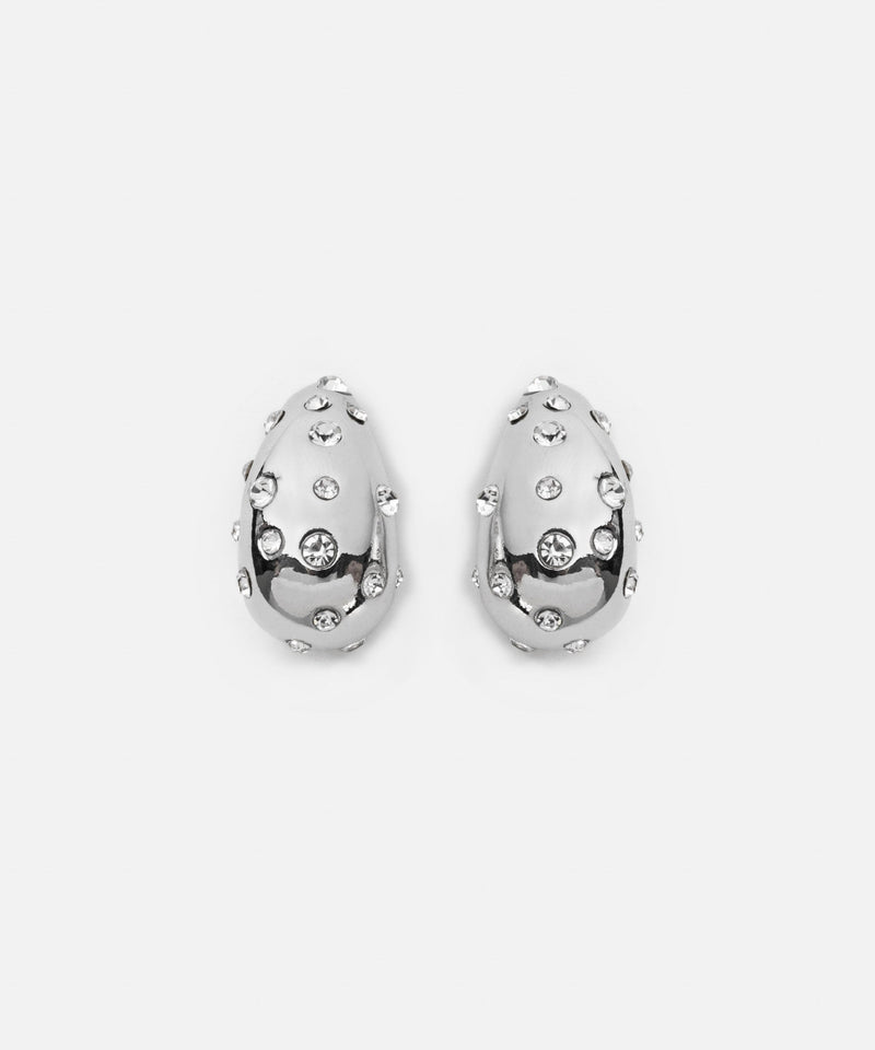 Ipekyol Metal Earrings With Crystal Stones Silver