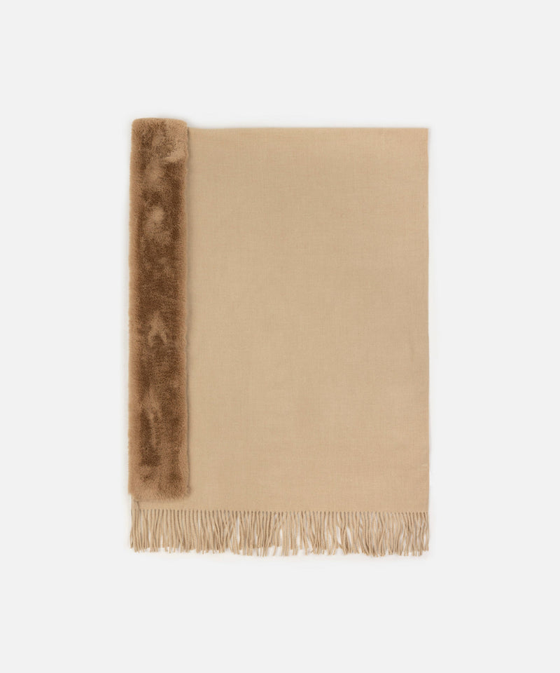 Ipekyol Poncho With Faux Fur Trim Beige