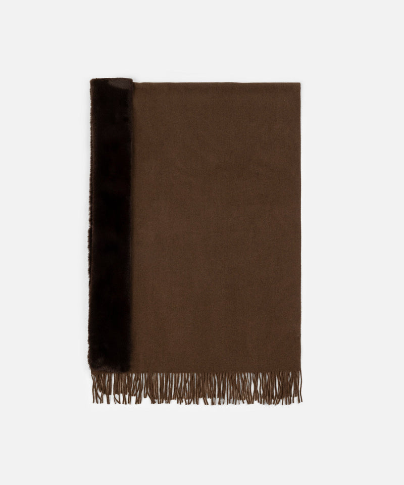 Ipekyol Poncho With Faux Fur Trim Brown