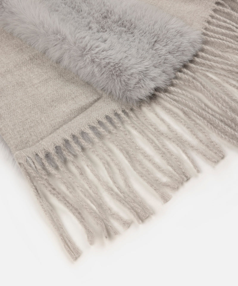 Ipekyol Poncho With Faux Fur Trim Dark Beige