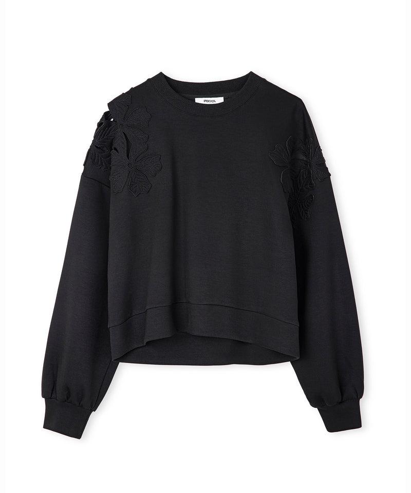 Ipekyol Flower Applique Sweatshirt Black