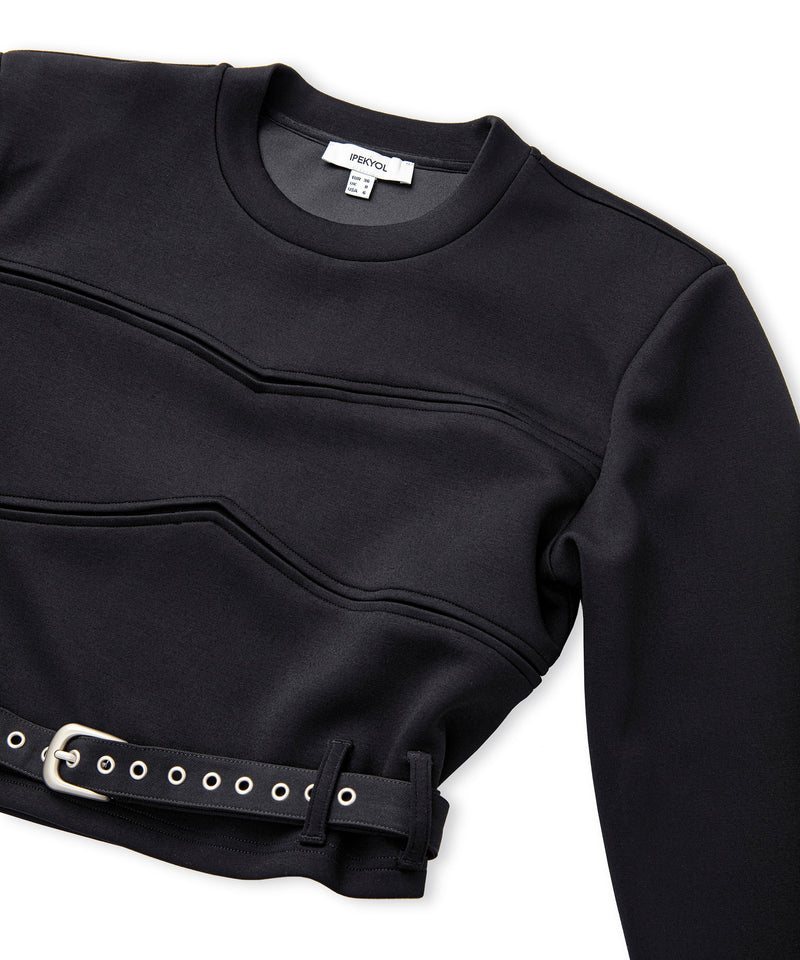 Ipekyol Belt Detailed Crop Sweatshirt Black