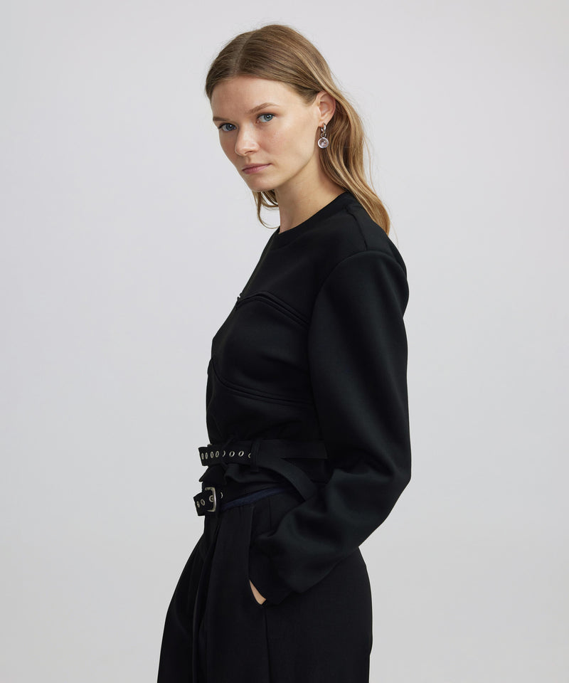 Ipekyol Belt Detailed Crop Sweatshirt Black