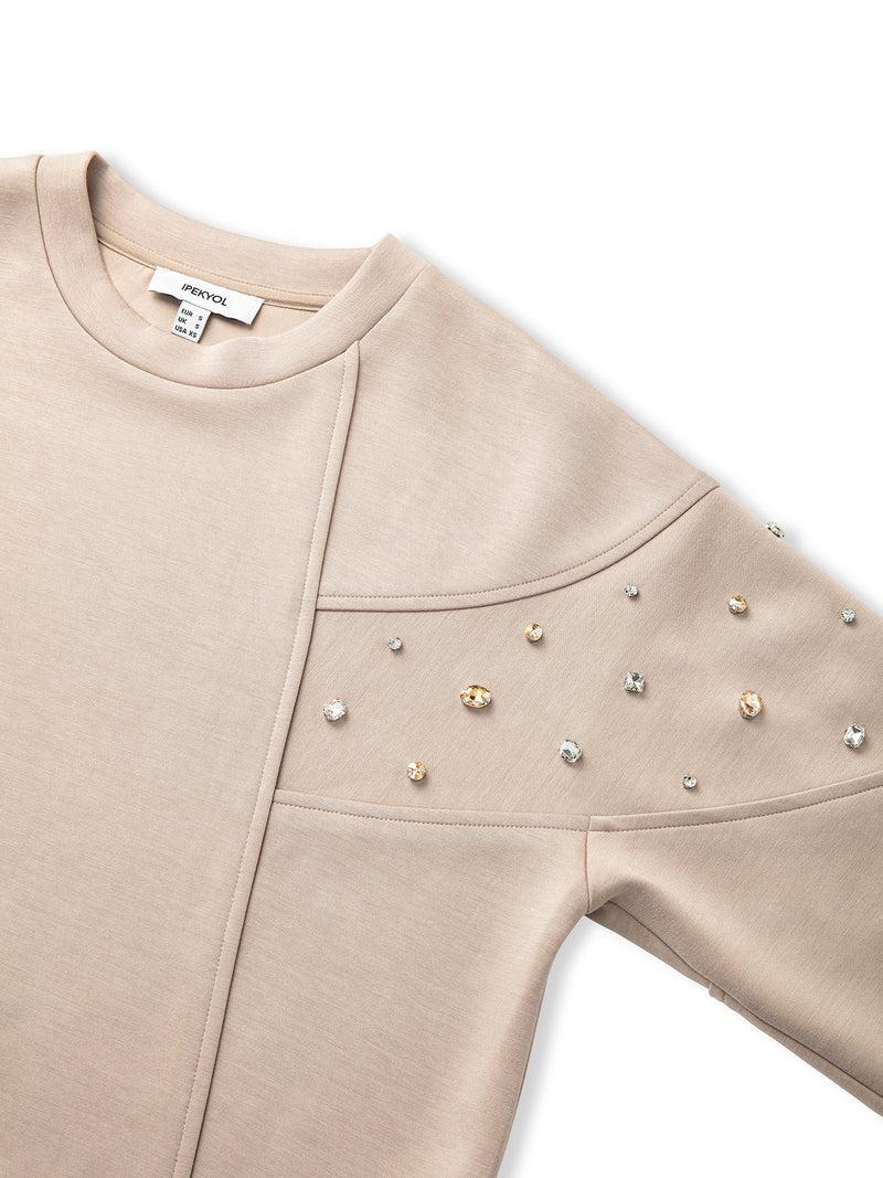 Ipekyol Crystal Stone Embroidered Sweatshirt Stone