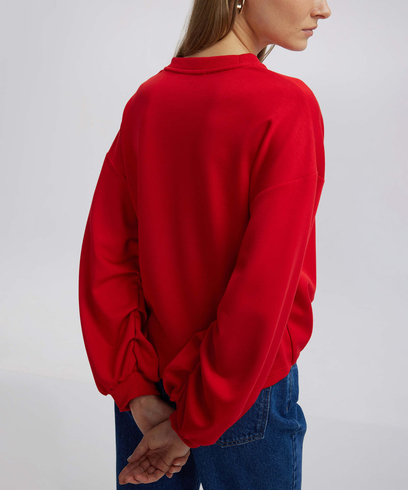 Ipekyol Draped Balloon Sleeve Sweatshirt Red