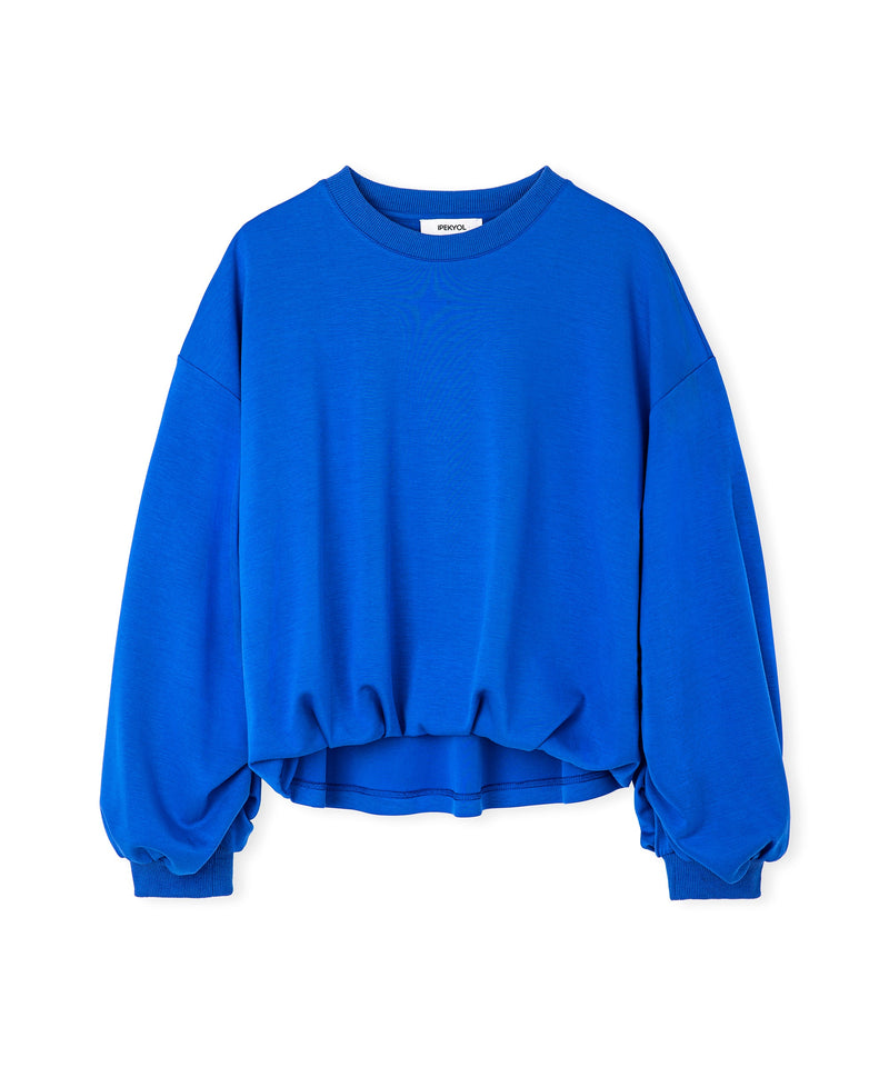 Ipekyol Draped Balloon Sleeve Sweatshirt Blue