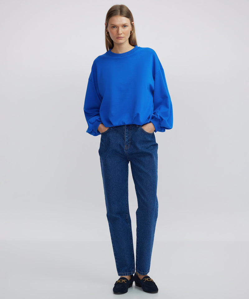 Ipekyol Draped Balloon Sleeve Sweatshirt Blue