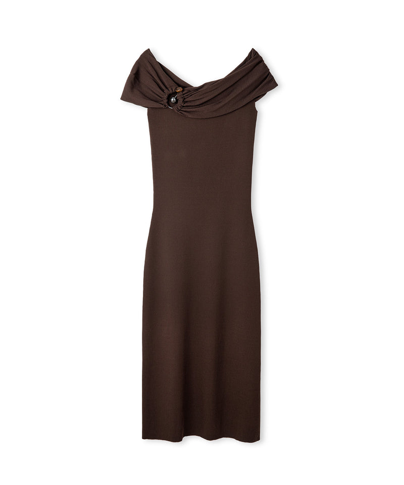 Ipekyol Off-The-Shoulder Knit Dress Brown