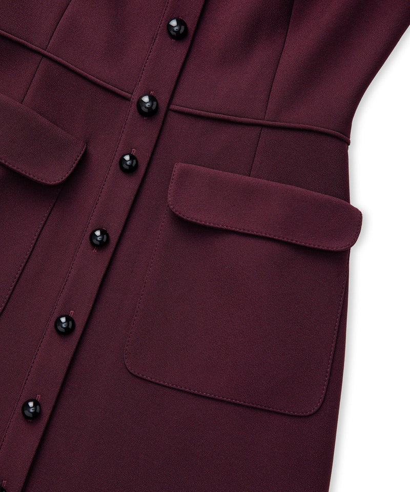 Ipekyol Contrast Button Midi Dress Bordoux