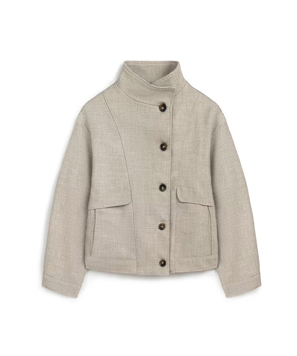 Ipekyol High-Collar Boxy Jacket Light Beige