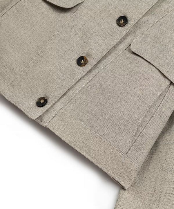 Ipekyol High-Collar Boxy Jacket Light Beige