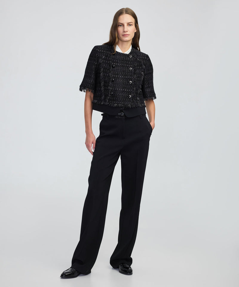 Ipekyol Fringe-Trim Textured Jacket Black