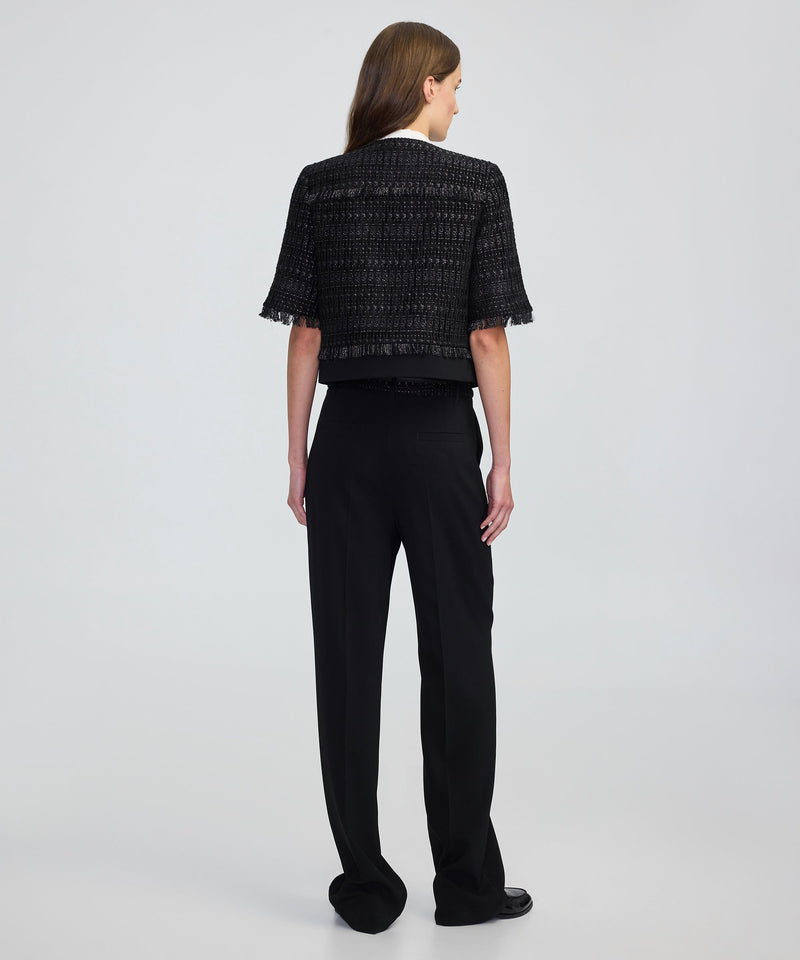 Ipekyol Fringe-Trim Textured Jacket Black