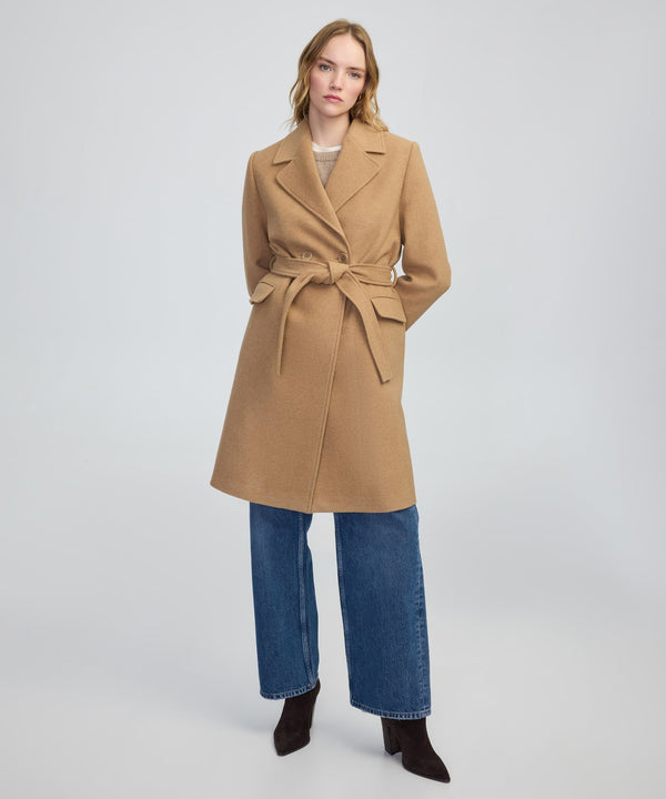 Ipekyol Double-Breasted Coat With Belt Camel