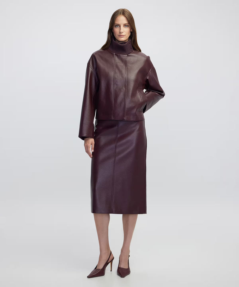 Ipekyol Leather-Effect Coat Bordoux