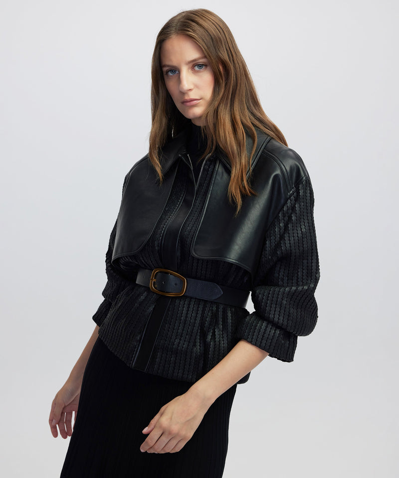 Ipekyol Contrast Textured Coat Black