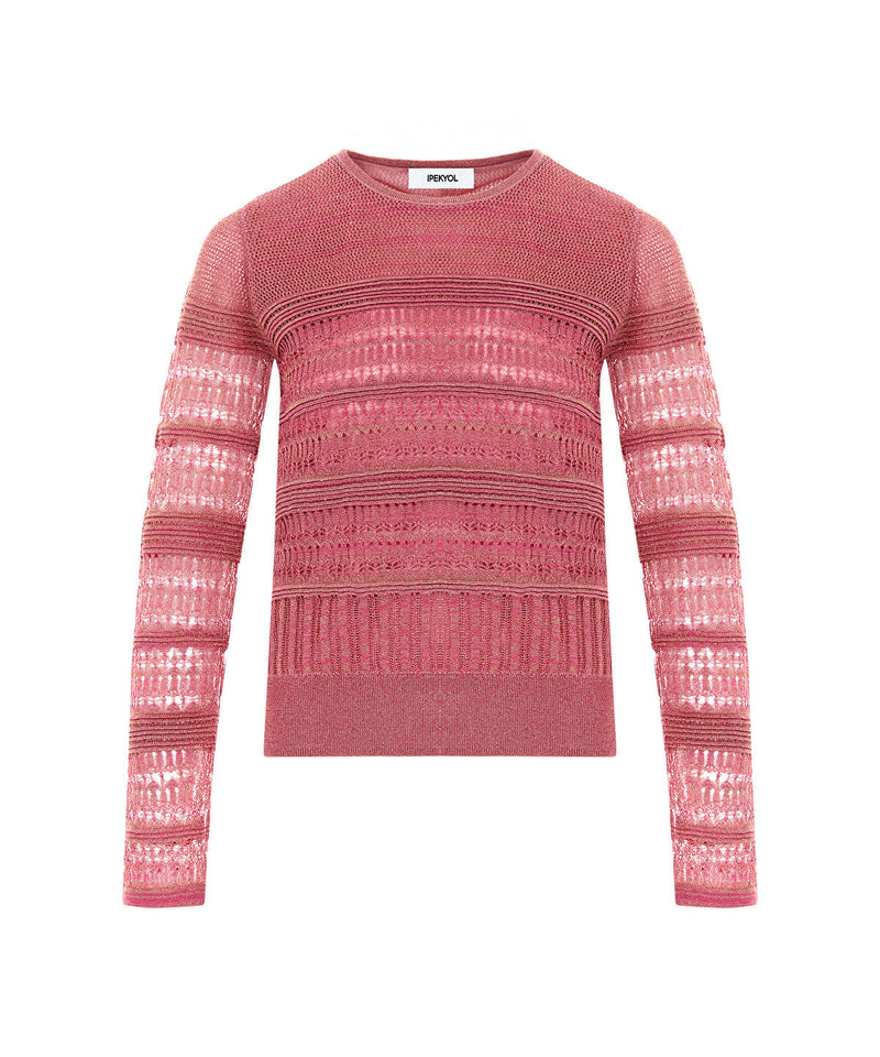 Ipekyol Contrast Textured Knit Sweater Powder