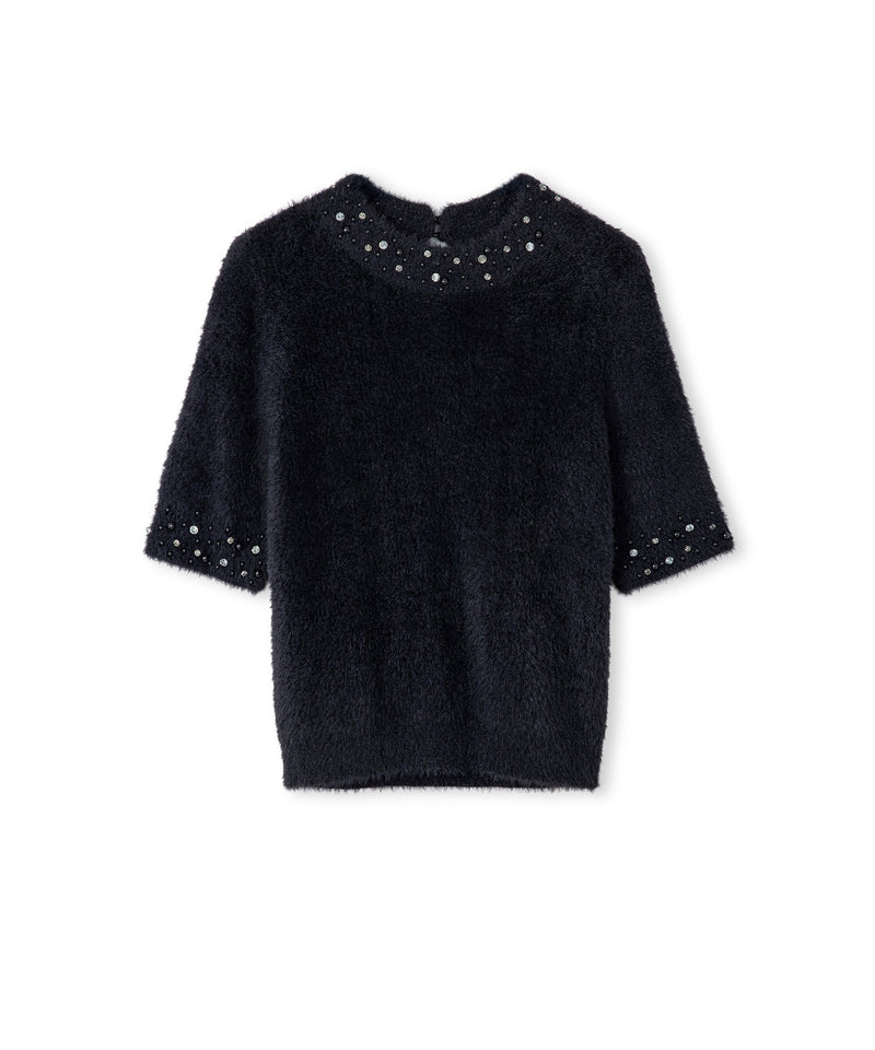 Ipekyol Embellished Soft Knit Top Black
