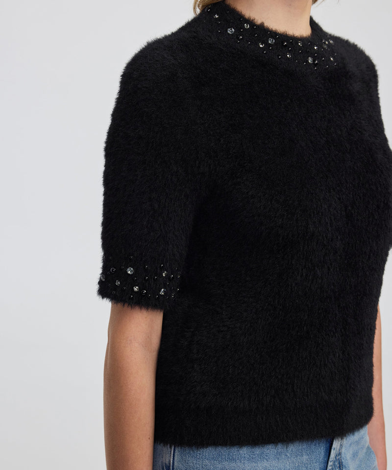 Ipekyol Embellished Soft Knit Top Black