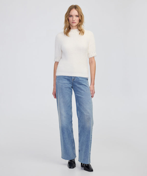 Ipekyol Embellished Soft Knit Top Ecru