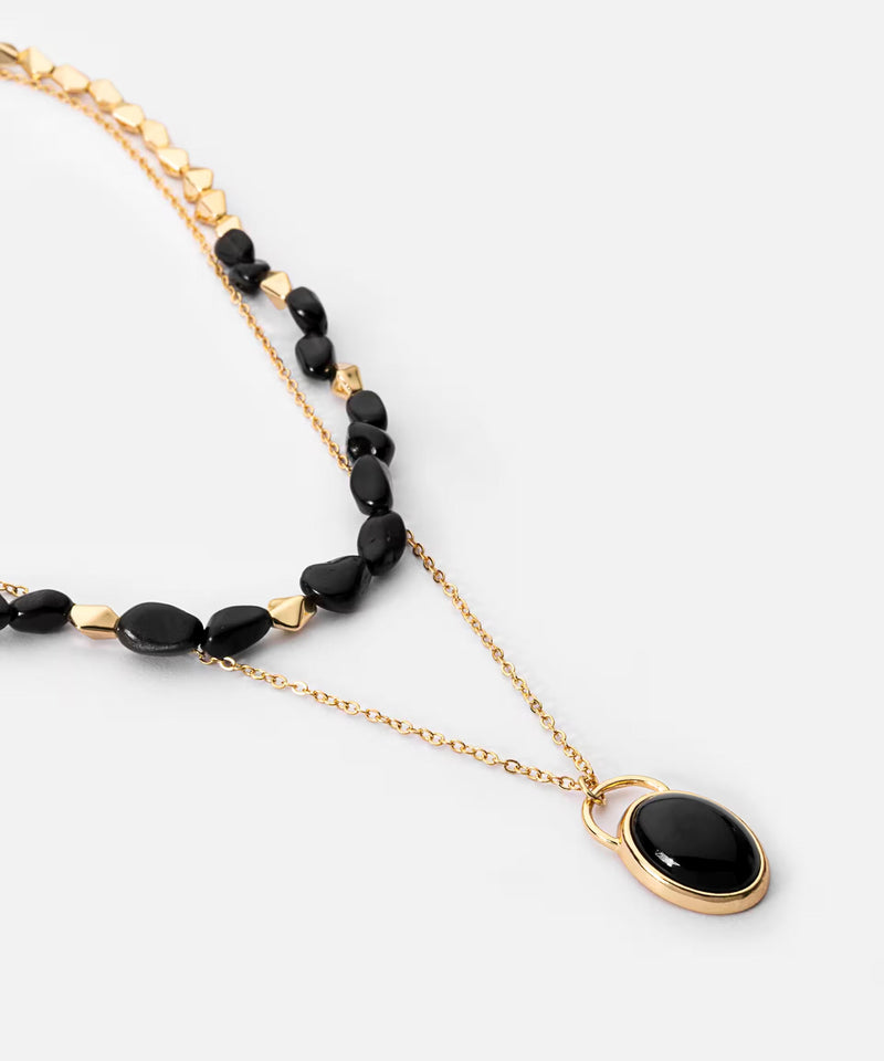Ipekyol Mixed Stone Layered Necklace Black