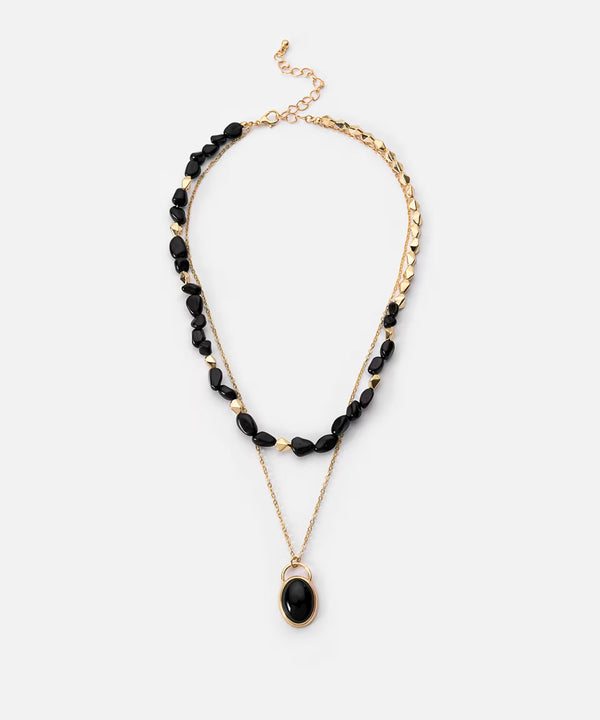 Ipekyol Mixed Stone Layered Necklace Black