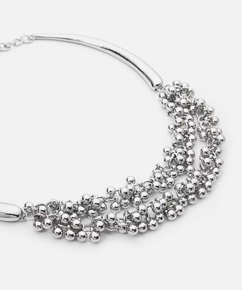 Ipekyol Metal Ball Plate Necklace Silver