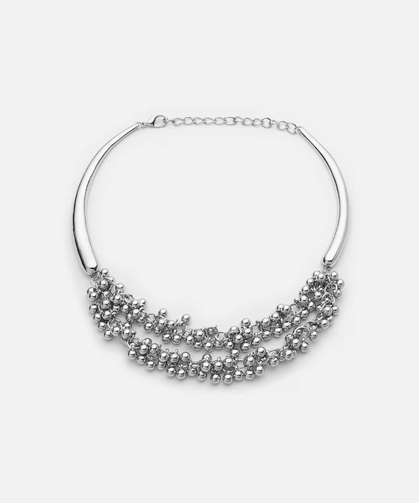 Ipekyol Metal Ball Plate Necklace Silver